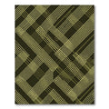 Olive Green Geometric Abstract Linear Grid Rug