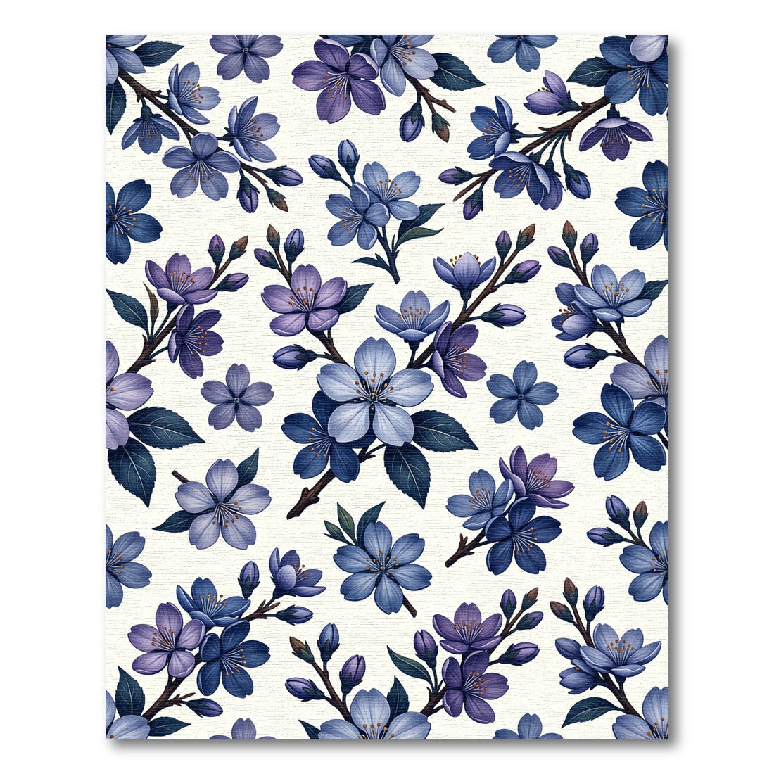 Deep Blue Purple Floral Branches Rug