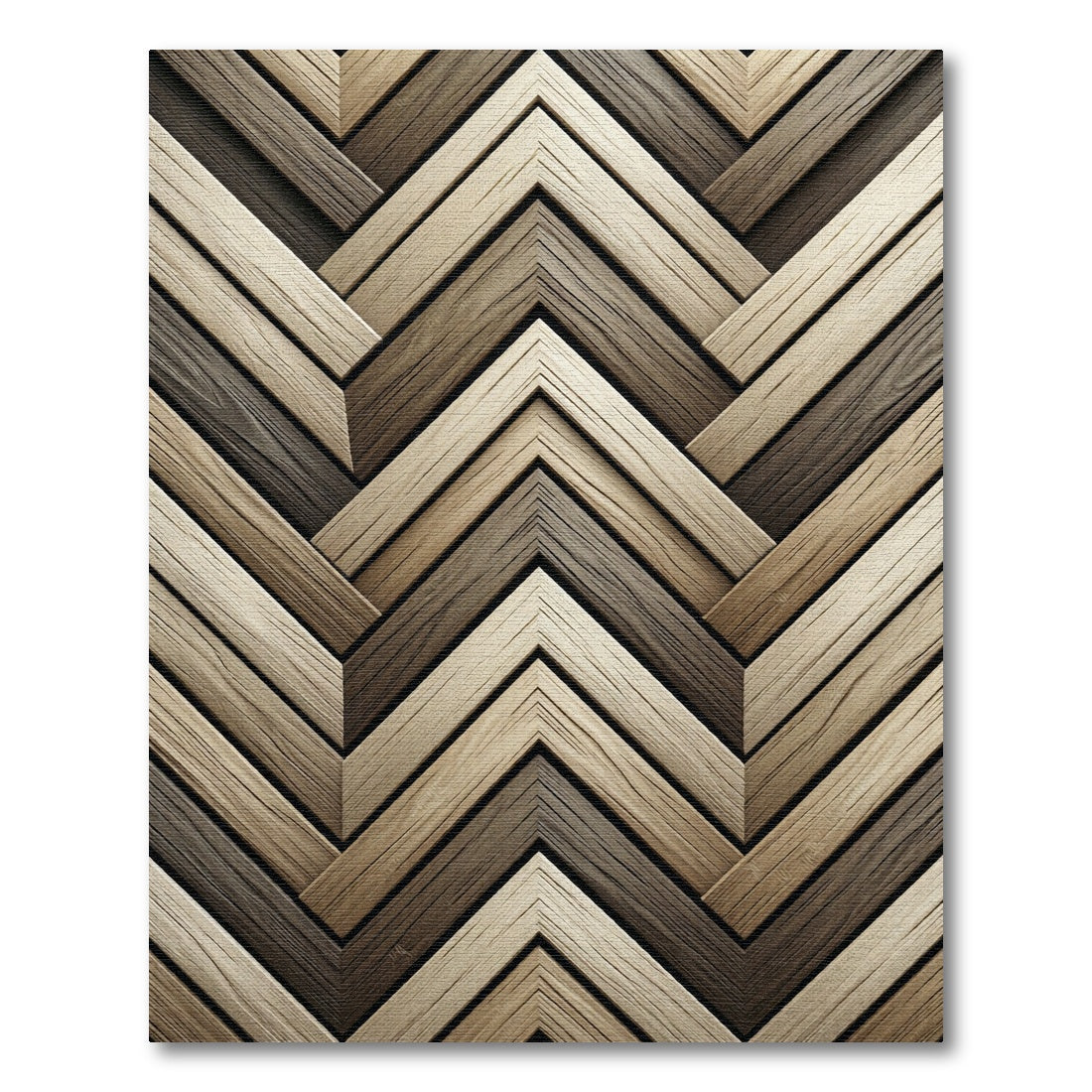 Rustic Woodgrain Chevron Arrangement Rug