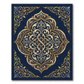 Elegant Gold Filigree Navy Medallion Rug
