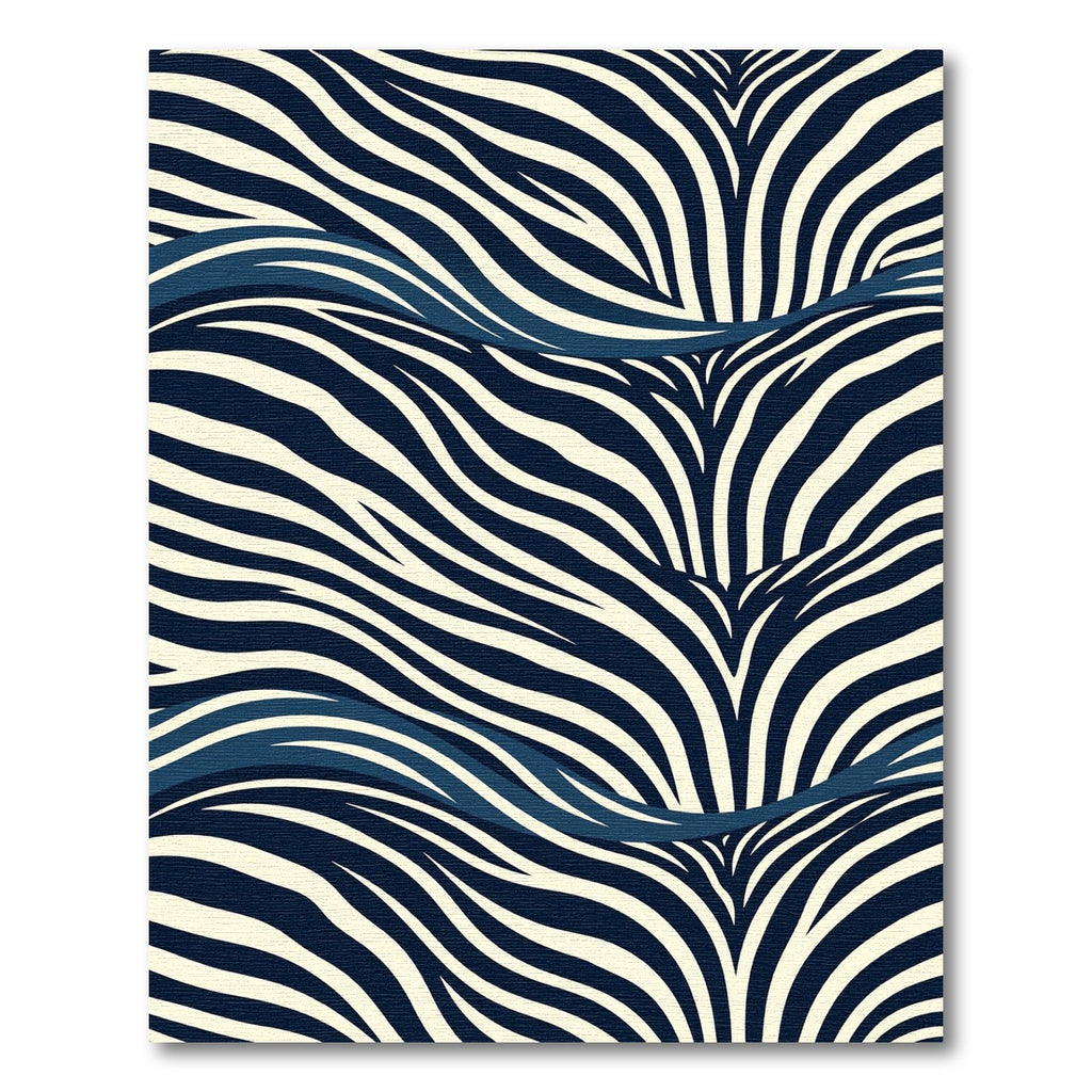 Navy Cream Wavy Stripe Rug