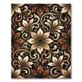 Golden Brown Floral Swirl Medallion Rug