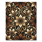 Golden Brown Floral Swirl Medallion Rug