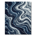 Deep Blue Marble Vein Swirl Rug