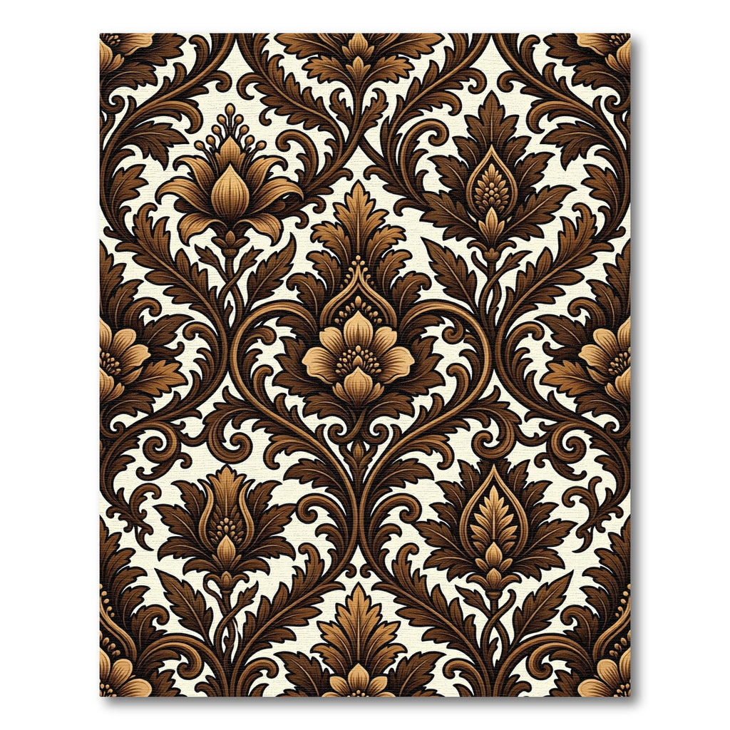 Antique Bronze Floral Damask Rug
