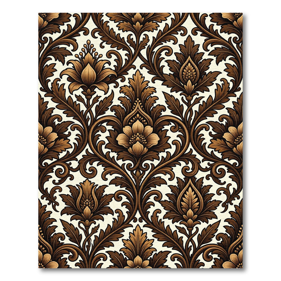 Antique Bronze Floral Damask Rug