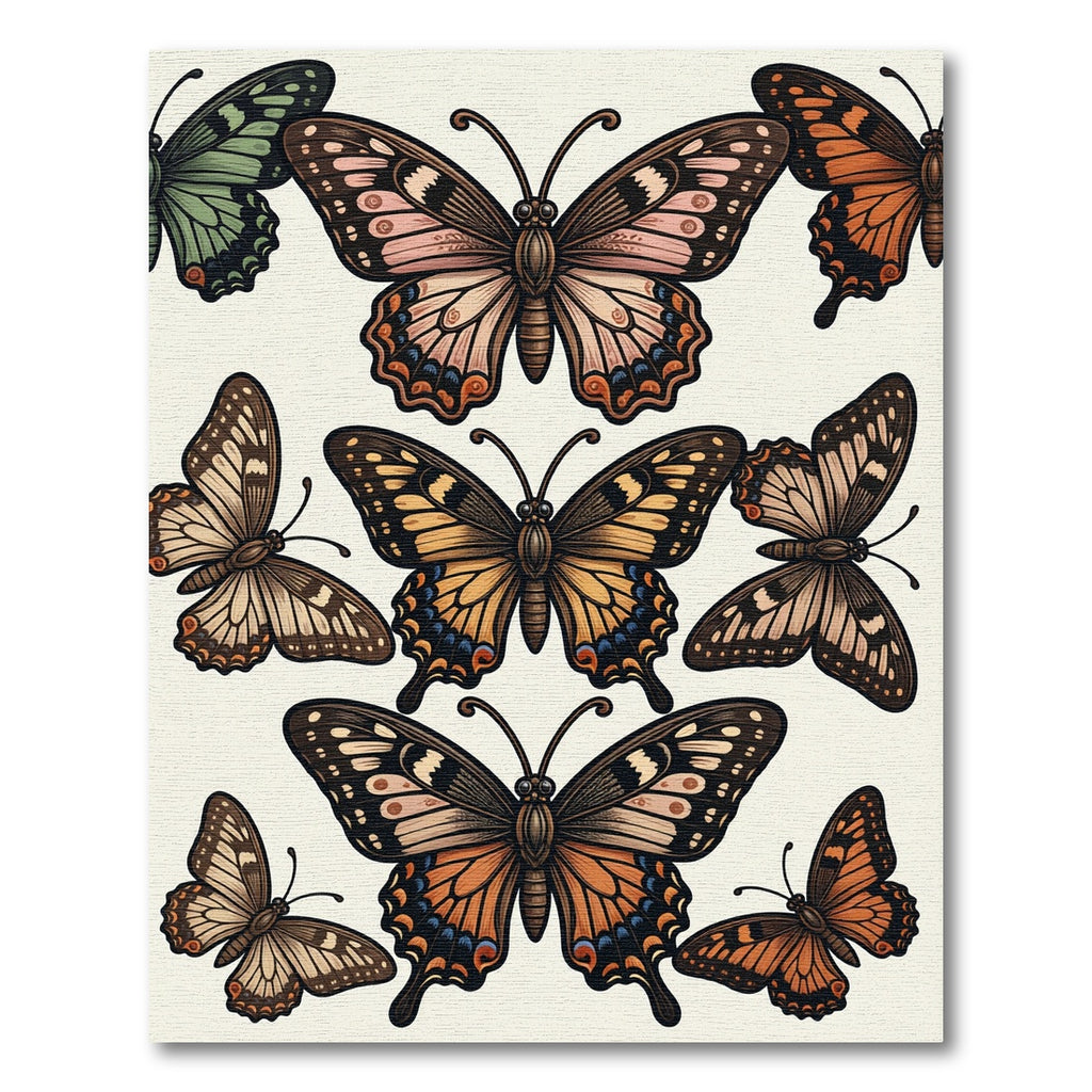 Whimsical Amber And Earth Tone Butterfly Garden Rug