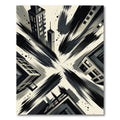 Dynamic Monochromatic Cityscape Brushstrokes Rug