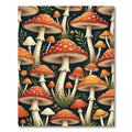 Whimsical Red Mushroom Forest Botanical Rug