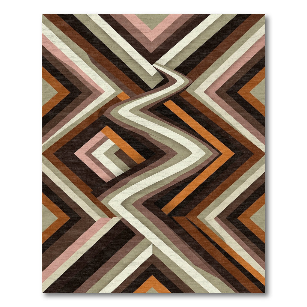 Retro Earthy Zigzag Chevron Stripe Rug