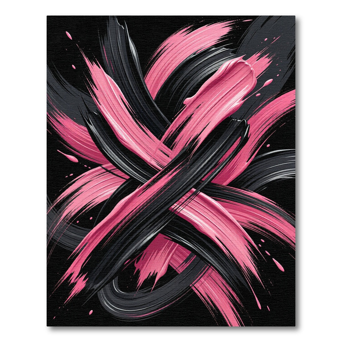Bold Black and Pink Abstract Swirls Rug