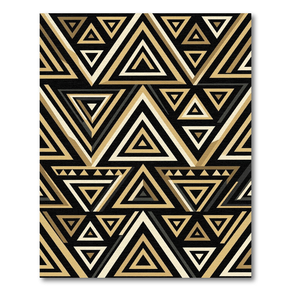Gold and Black Geometric Triangle Rug