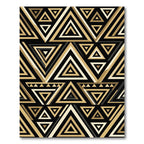 Gold and Black Geometric Triangle Rug