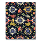 Dark Floral Botanical Pomegranate Art Rug