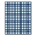 Geometric Blue Grid Linear Structure Rug