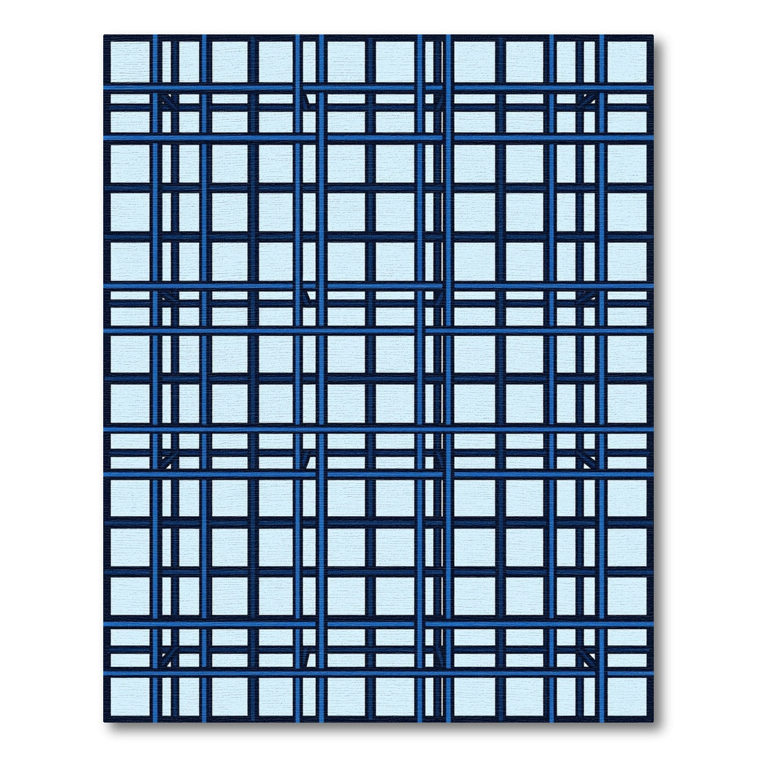 Geometric Blue Grid Linear Structure Rug