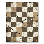 Distressed Earthy Checkered Grid Rug
