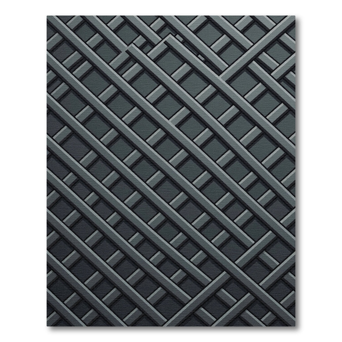 Modern Dark Gray Lattice Weave Rug