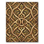 Golden Botanical Intertwined Filigree Scroll Rug