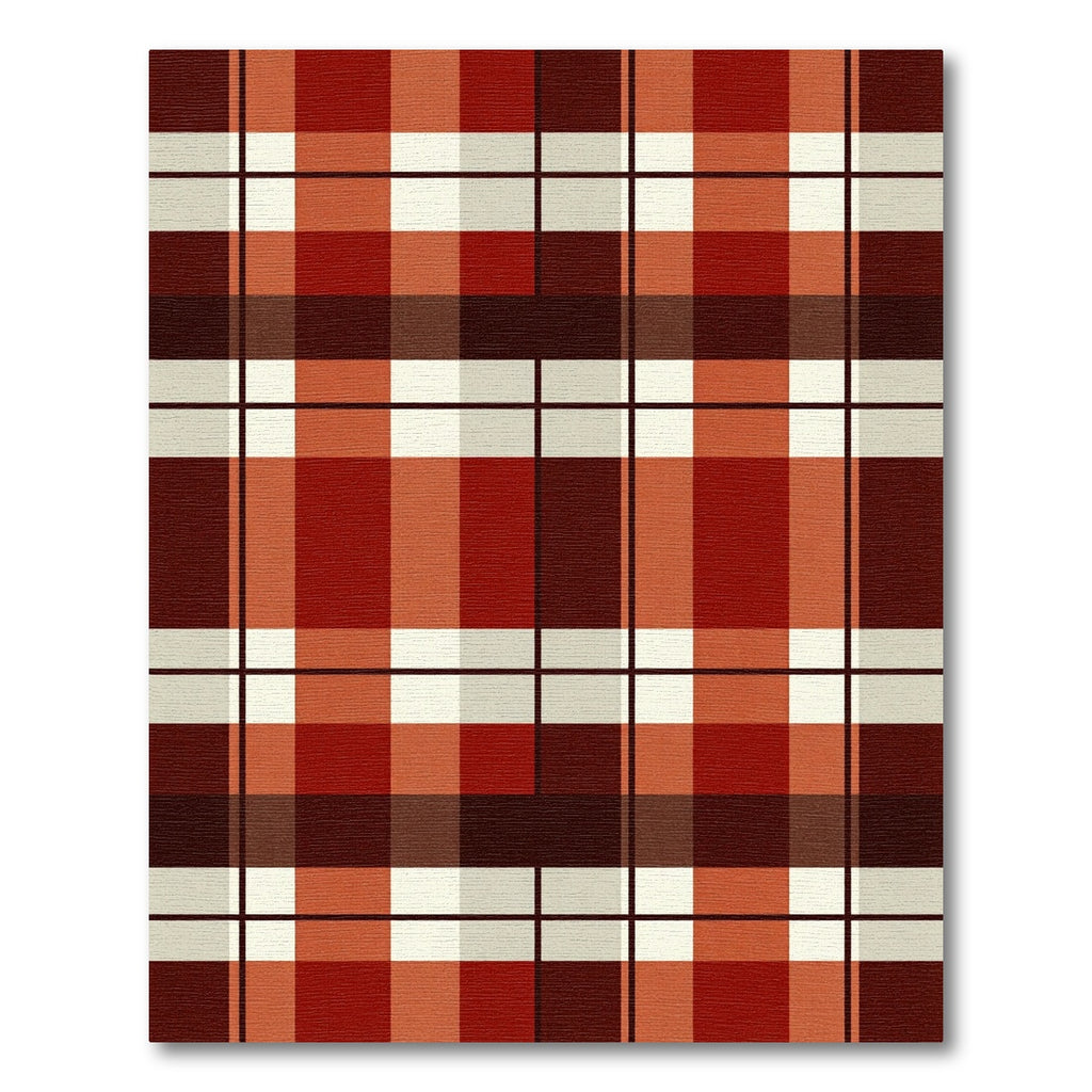 Classic Burnt Orange Plaid Check Rug