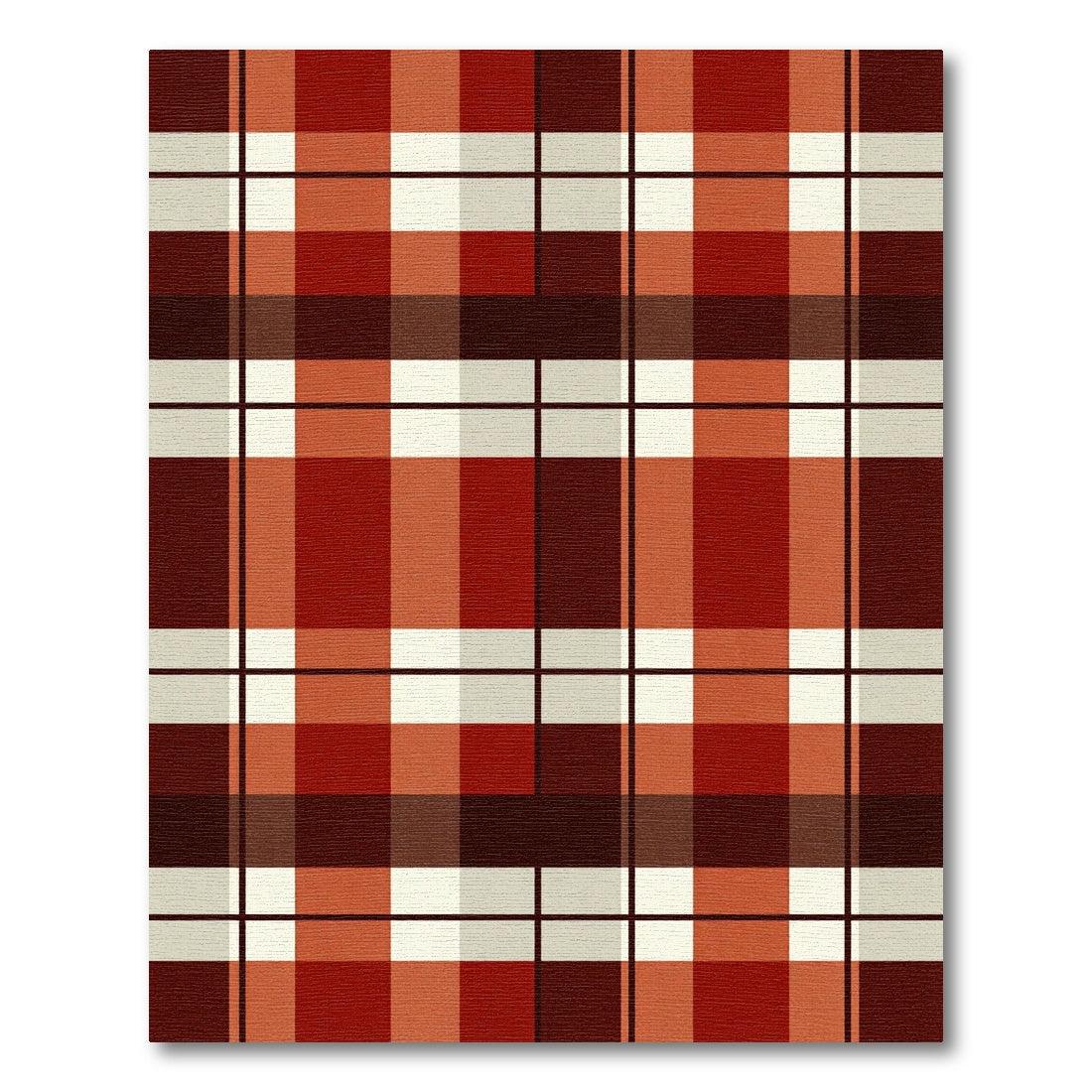 Classic Burnt Orange Plaid Check Rug
