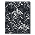 Art Deco Silver and Charcoal Fan Rug