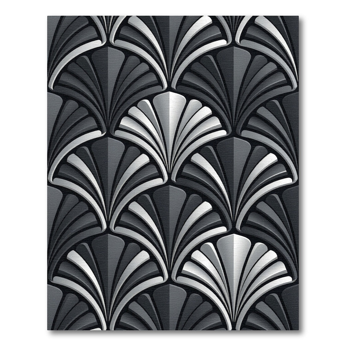 Art Deco Silver and Charcoal Fan Rug