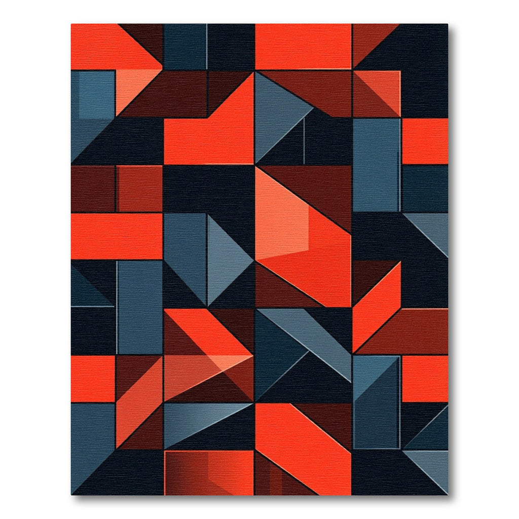 Bold Geometric Orange and Charcoal Rug