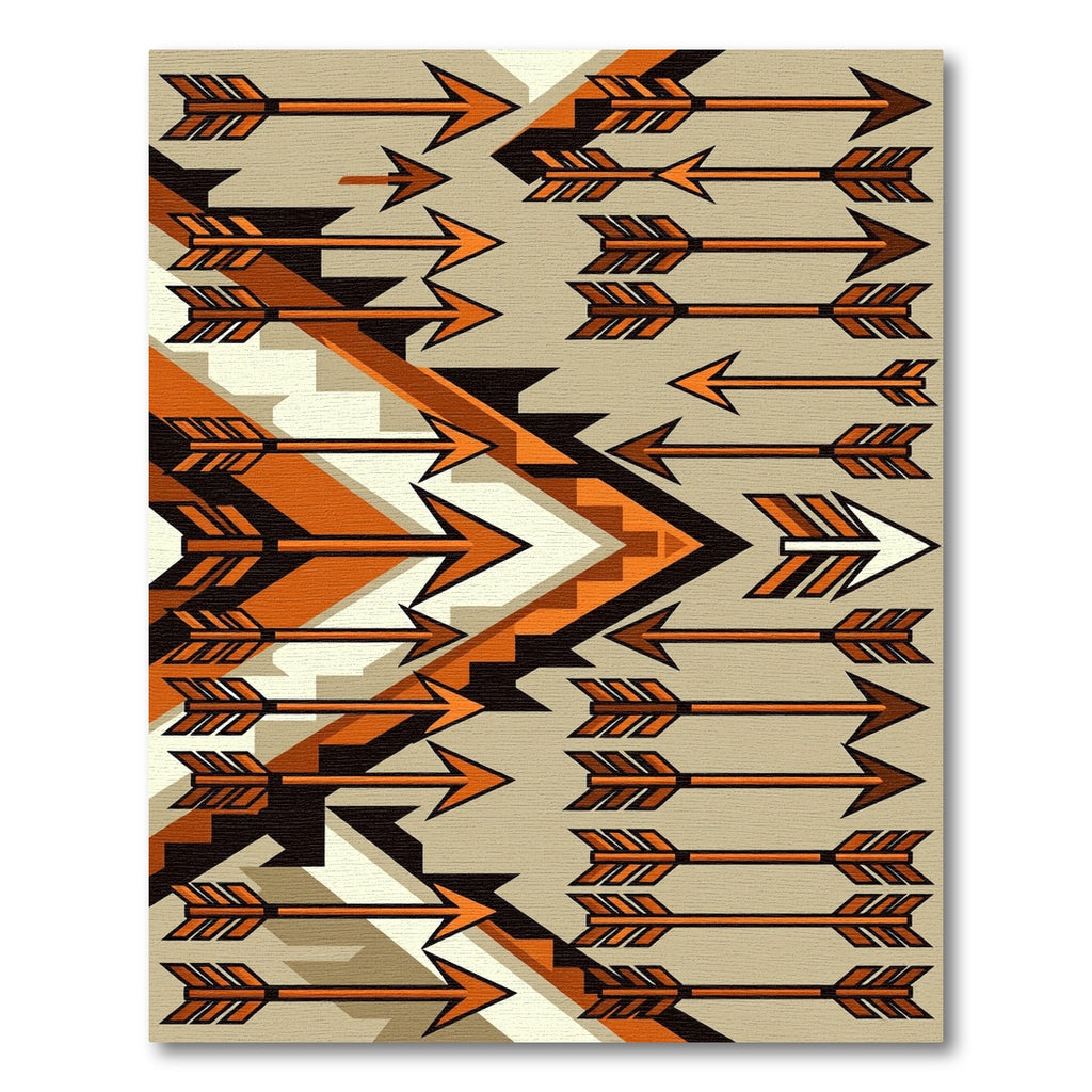 Bold Orange Arrow Geometric Composition Rug