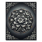 Monochromatic Embellished Peony Circular Medallion Rug
