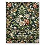 Victorian Rose Damask Floral Scroll Rug