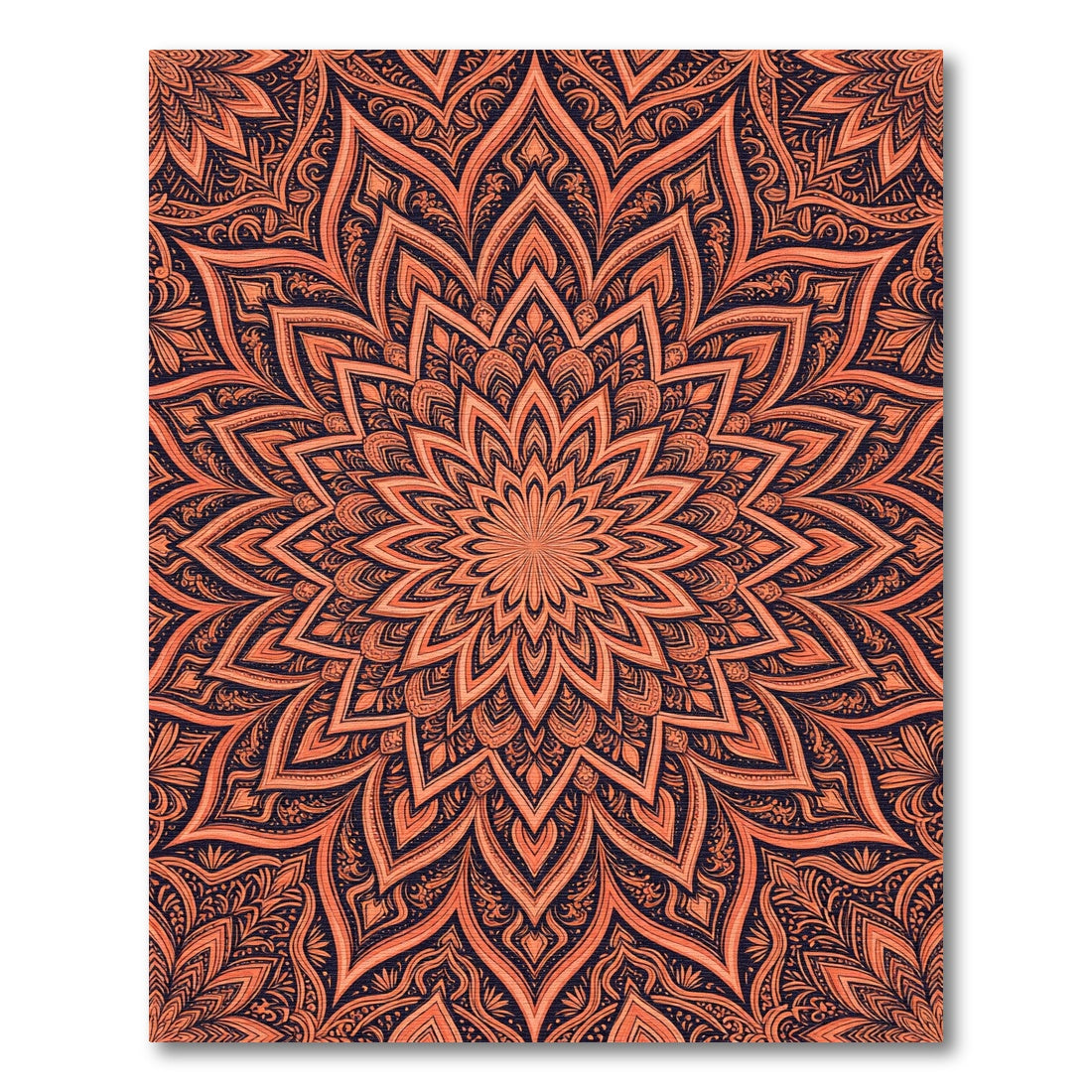 Orange Mandala Intricate Floral Bloom Rug
