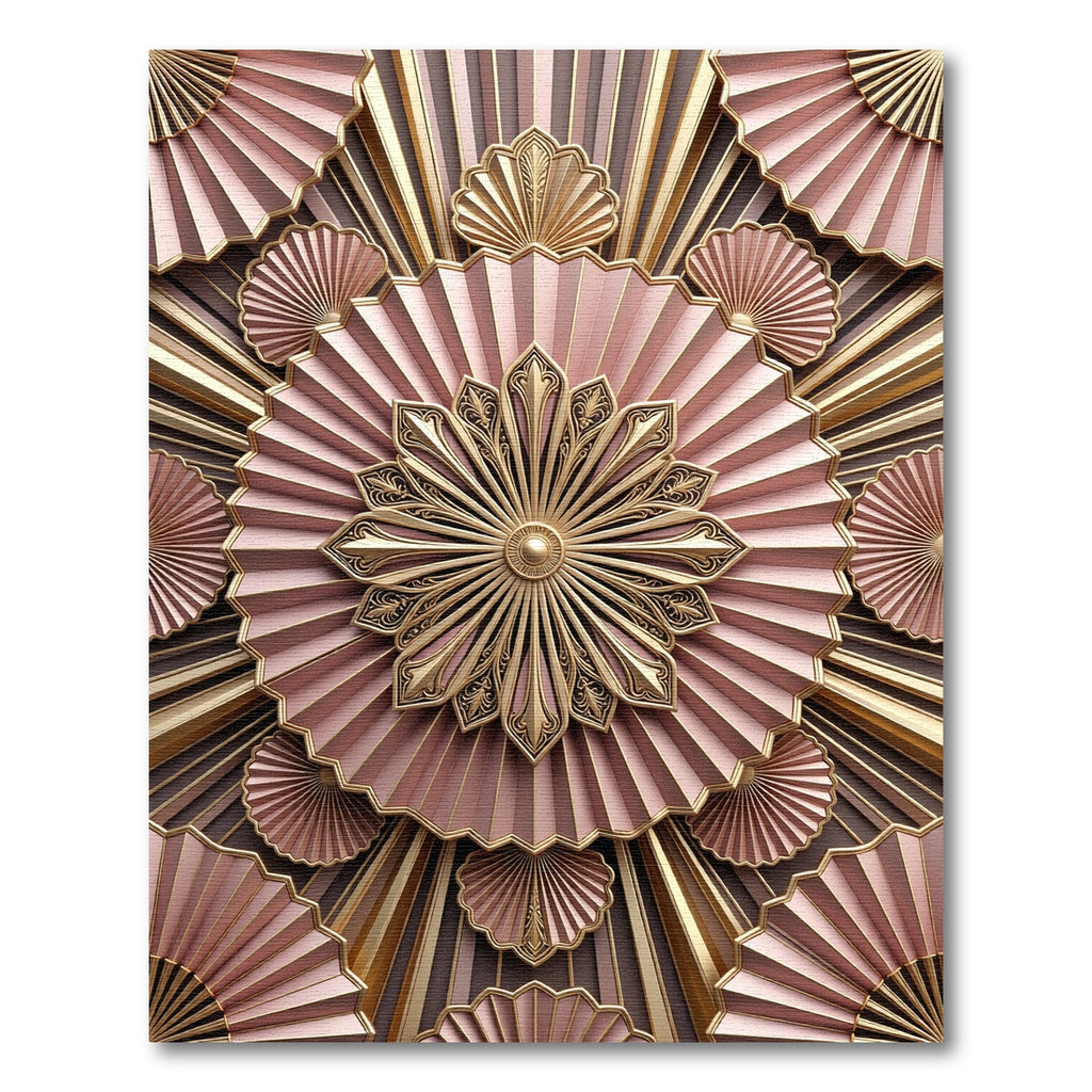 Rose Gold Fan Medallion Art Deco Rug