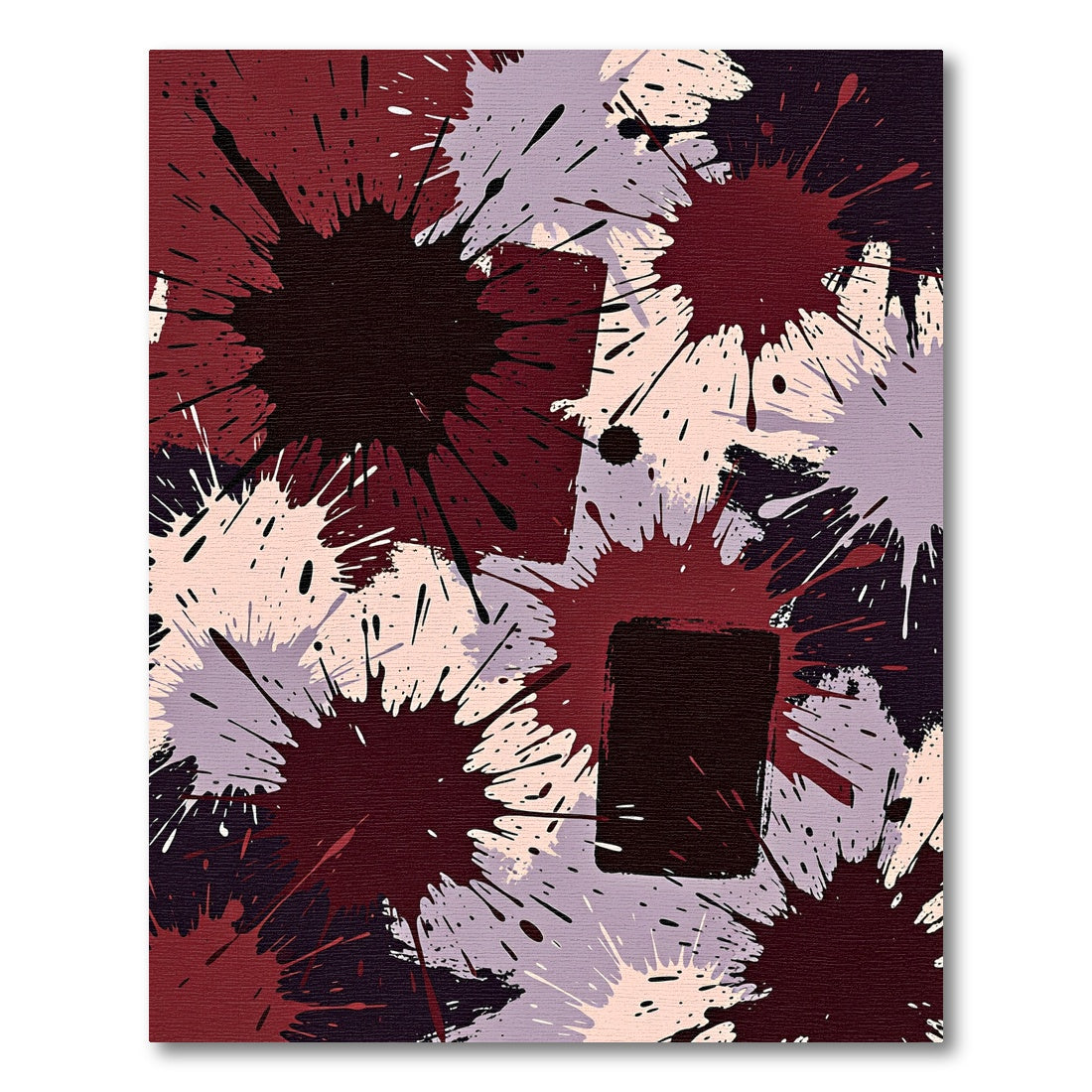 Abstract Ink Splatter Deep Burgundy Rug
