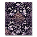Ornate Purple Floral Scroll Medallion Rug