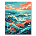 Abstract Sunset Ocean Wave Rug