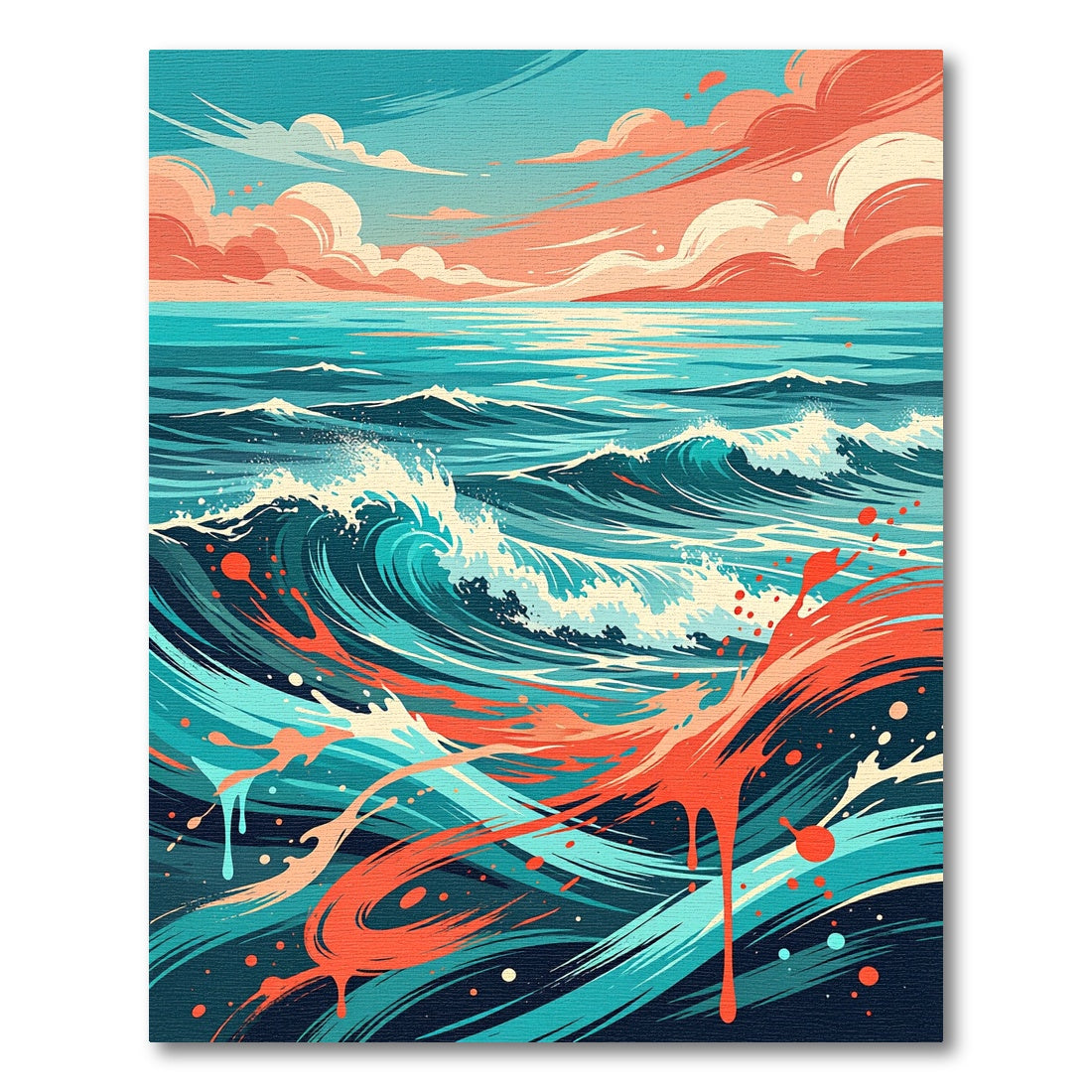 Abstract Sunset Ocean Wave Rug