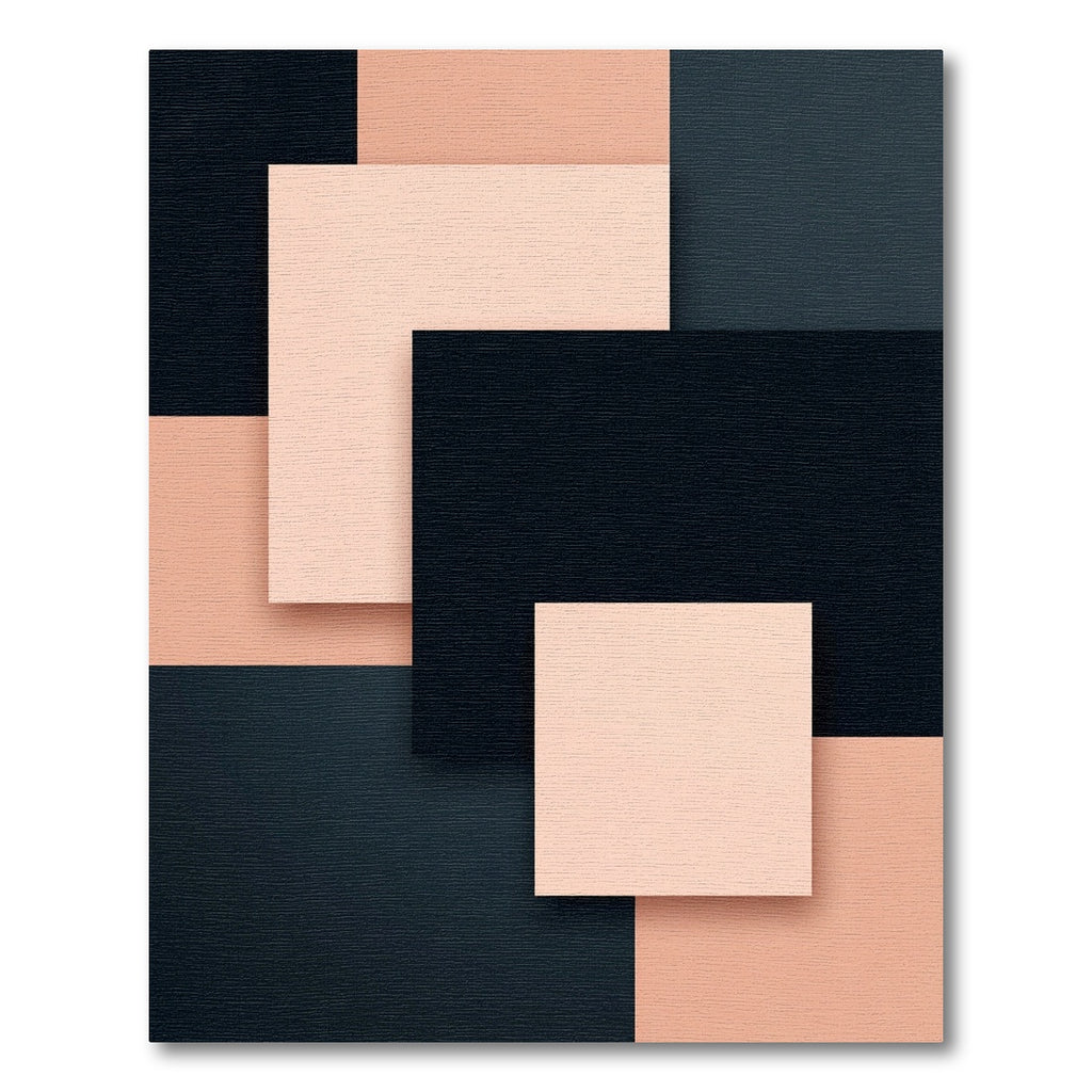 Minimalist Peach and Charcoal Block Rug