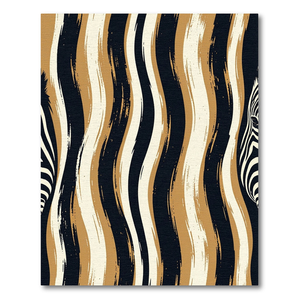 Modern Golden Black Zebra Stripe Rug