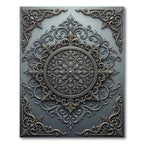 Sophisticated Gray and Gold Ornate Medallion Rug