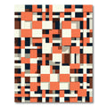 Retro Orange White Block Weave Rug