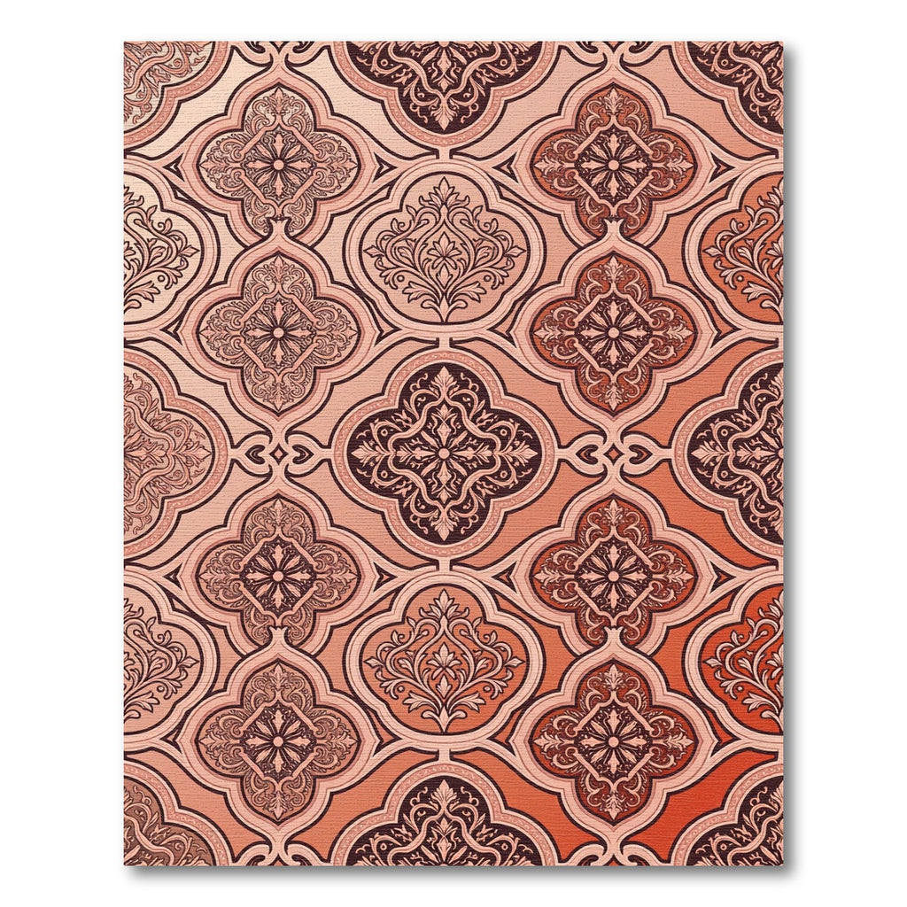 Coral Red Arabesque Medallion Scroll Rug
