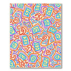 Yellow Squares Wavy Purple Orange Lines Rug