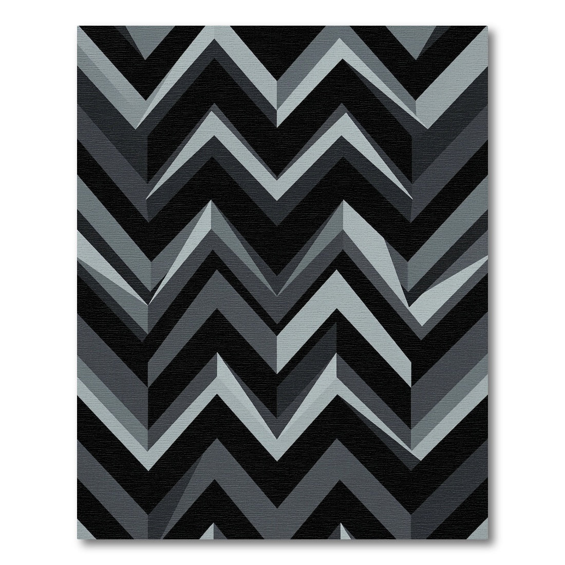 Modern Geometric Gray Black Chevron Rug