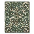 Elegant Sage and Cream Acanthus Scroll Rug