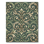 Elegant Sage and Cream Acanthus Scroll Rug