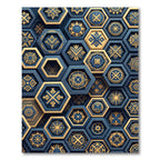 Navy Gold Geometric Hexagonal Medallion Rug