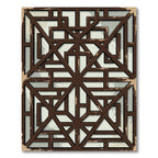 Brown Geometric Lattice Grunge Rug