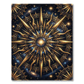 Celestial Golden Starburst Navy Mandala Rug