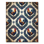 Ornate French Rooster Crest Foliage Rug